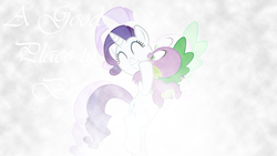 Size: 3840x2160 | Tagged: safe, artist:laszlvfx, edit, rarity, spike, g4, female, high res, hug, male, ship:sparity, shipping, straight, wallpaper, wallpaper edit