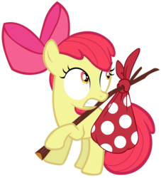 Size: 7000x7700 | Tagged: safe, artist:tardifice, apple bloom, earth pony, pony, bloom & gloom, g4, absurd resolution, bindle, female, simple background, solo, transparent background, vector