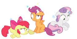 Size: 13827x7000 | Tagged: safe, artist:tardifice, apple bloom, scootaloo, sweetie belle, g4, absurd resolution, circling stars, cutie mark crusaders, dizzy, simple background, squeans, transparent background, vector