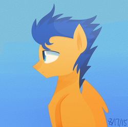 Size: 1024x1016 | Tagged: safe, artist:yaco, flash sentry, pegasus, pony, g4, blue background, lineless, male, profile, simple background, solo, stallion, wings