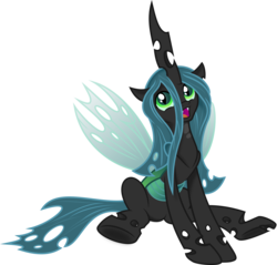 Size: 6012x5750 | Tagged: safe, artist:kp-shadowsquirrel, artist:spier17, queen chrysalis, changeling, changeling queen, g4, absurd resolution, cute, cutealis, female, happy, looking at you, open mouth, simple background, sitting, smiling, solo, transparent background, vector