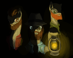 Size: 1024x819 | Tagged: safe, artist:quadrog, bray wyatt, dark, erick rowan, lantern, luke harper, ponified, wrestling, wwe, wyatt family