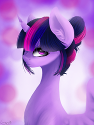 Size: 768x1024 | Tagged: safe, artist:iponylover, twilight sparkle, alicorn, pony, g4, curved horn, female, horn, mare, solo, twilight sparkle (alicorn)