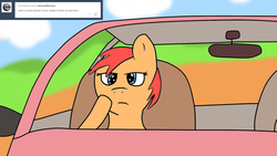 Size: 1920x1080 | Tagged: safe, artist:mlpfimguy, oc, oc only, oc:mouse pone, annoyed, ask, bored, car, road trip, tumblr, vacation