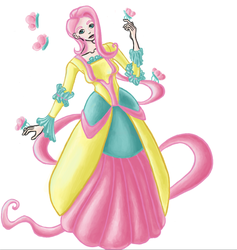 Size: 664x701 | Tagged: safe, artist:waternymphskuld, fluttershy, human, g4, clothes, dress, female, humanized, solo