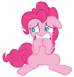 Size: 7000x7300 | Tagged: safe, artist:tardifice, pinkie pie, g4, absurd resolution, female, floppy ears, scared, simple background, sitting, solo, transparent background, vector
