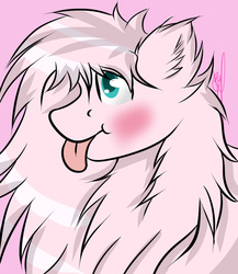 Size: 1280x1477 | Tagged: safe, artist:melobee, oc, oc only, oc:fluffle puff, blushing, explicit source, portrait, solo, tongue out