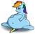 Size: 649x637 | Tagged: safe, artist:dullpoint, rainbow dash, pegasus, pony, g4, belly, belly button, big belly, fat, female, floppy ears, mare, rainblob dash, smiling, solo, tubby wubby pony waifu