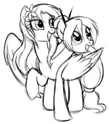 Size: 1029x1173 | Tagged: safe, artist:centchi, oc, oc only, conjoined, conjoined twins, cute, monochrome, multiple heads, smiling, two heads