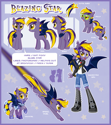 Size: 3060x3423 | Tagged: safe, artist:centchi, oc, oc only, oc:blazing star, bat pony, bronycon, equestria girls, g4, bronycon mascots, high res, ponied up, reference sheet