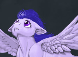 Size: 400x293 | Tagged: safe, artist:foxenawolf, oc, oc only, oc:airbrush (foxenawolf), pegasus, pony, floppy ears, solo