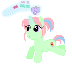 Size: 900x900 | Tagged: safe, artist:sweetmomopuffs, oc, oc only, oc:powder fluff, baby powder, diaper, pacifier, simple background, solo, transparent background