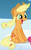 Size: 209x342 | Tagged: safe, screencap, applejack, pinkie pie, earth pony, pony, g4, sonic rainboom (episode), :d, cropped, cute, female, happlejack, happy, jackabetes, open mouth, open smile, sitting, smiling, solo focus, tail