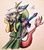 Size: 691x784 | Tagged: dead source, safe, artist:ryan-sprite, discord, draconequus, g4, eris, female, musical instrument, ocarina, rule 63, solo, the legend of zelda, the legend of zelda: ocarina of time, traditional art