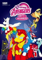 Size: 752x1063 | Tagged: safe, artist:257ravenwolf, applejack, pinkie pie, oc, wasp, g4, ant-man, avengers, black panther, breeziefied, captain america, crossover, hawkeye, iron man, ponified, quicksilver (marvel), scarlet witch, superhero, thor