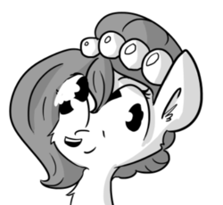 Size: 455x419 | Tagged: safe, artist:tjpones, oc, oc only, oc:brownie bun, horse wife, adoracreepy, bust, cheek fluff, creepy, cute, deformed, ear fluff, grayscale, monochrome, nightmare fuel, positive body image, simple background, solo, tumblr, two mouths, wat, what has science done, white background, why