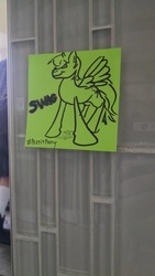 Size: 608x1080 | Tagged: safe, artist:postitpony, rainbow dash, bronycon, g4, photo, sticky note, swag, traditional art