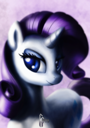 Size: 1000x1414 | Tagged: safe, artist:fody-zessel, rarity, g4, bedroom eyes, female, portrait, smiling, solo