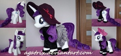 Size: 1023x477 | Tagged: safe, artist:agatrix, rarity, pony, unicorn, g4, beatnik, beatnik rarity, clothes, hat, irl, photo, plushie, skirt, solo, sweater, turtleneck