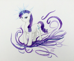 Size: 2971x2448 | Tagged: safe, artist:topazblitz, rarity, g4, female, high res, painting, solo, traditional art