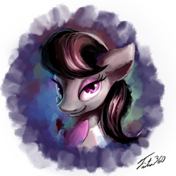 Size: 900x900 | Tagged: safe, artist:tsitra360, octavia melody, earth pony, pony, g4, beautiful, female, looking at you, mare, portrait, request, signature, smiling, smirk, solo