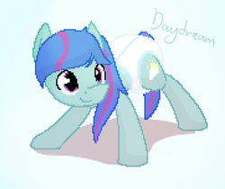Size: 906x761 | Tagged: safe, artist:edrian, oc, oc only, oc:daydream, diaper, non-baby in diaper, pixel art, playful, solo