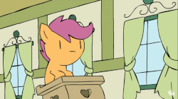 Size: 854x477 | Tagged: safe, artist:deadlycomics, scootaloo, g4, animated, female, foal, frame by frame, shocked, solo