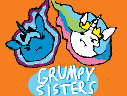 Size: 520x390 | Tagged: safe, artist:blackjackblack, princess celestia, princess luna, alicorn, pony, g4, crossover, doodle or die, female, game grumps, pony grumps, sketch