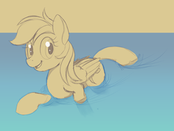 Size: 1000x750 | Tagged: safe, artist:tehflah, rainbow dash, g4, female, limited palette, sketch, smiling, solo, swimming
