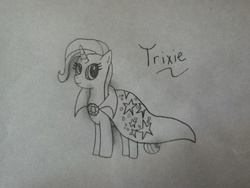 Size: 960x720 | Tagged: safe, artist:sugarcloud12, trixie, pony, unicorn, g4, female, mare, monochrome, solo, traditional art