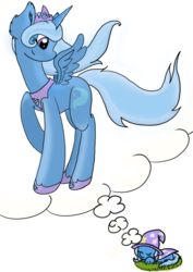 Size: 1191x1684 | Tagged: safe, artist:cutepencilcase, trixie, alicorn, pony, g4, alicornified, dream, female, race swap, sleeping, solo, trixiecorn