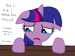 Size: 520x390 | Tagged: safe, artist:megbert, twilight sparkle, g4, crying, female, floppy ears, reaction image, solo