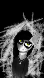 Size: 1080x1920 | Tagged: safe, artist:voltshotthemetalhead, oc, oc only, oc:voltshot, black metal, corpse paint, heavy metal, looking at you, mare in the moon, metal, portrait, scowl, solo