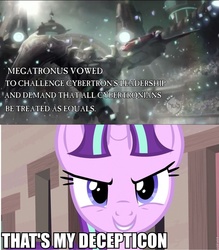 Size: 842x960 | Tagged: safe, starlight glimmer, g4, the cutie map, comparison, megatron, meme, that's my pony, that's my x, transformers, transformers prime