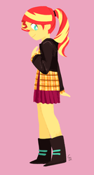 Size: 725x1350 | Tagged: safe, artist:magneticskye, sunset shimmer, equestria girls, g4, clothes, female, lineless, simple background, solo