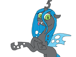 Size: 520x390 | Tagged: safe, artist:blurr, queen chrysalis, changeling, changeling queen, g4, doodle or die, female, simple background, solo, tongue out, white background