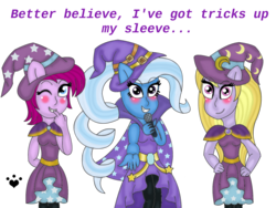 Size: 1024x768 | Tagged: safe, artist:serennarae, fuchsia blush, lavender lace, trixie, equestria girls, g4, my little pony equestria girls: rainbow rocks, background human, female, trixie and the illusions