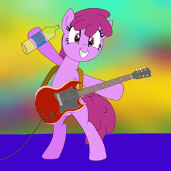 Size: 1000x1000 | Tagged: safe, artist:samey90, berry punch, berryshine, earth pony, pony, g4, alcohol, bipedal, drunk, female, gibson sg special, guitar, solo