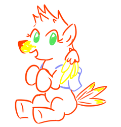 Size: 425x444 | Tagged: safe, artist:jargon scott, oc, oc only, bird pone, pony, banjo kazooie, kazooie, lineart, looking at you, ponified, sitting, solo