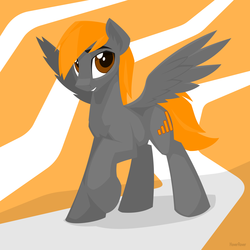 Size: 2560x2560 | Tagged: safe, artist:hoverrover, oc, oc only, oc:thorinair, pegasus, pony, high res, hooves, lineless, male, raised hoof, solo, spread wings, stallion, teeth, wings