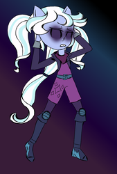 Size: 849x1254 | Tagged: safe, artist:berrypunchrules, sugarcoat, equestria girls, g4, my little pony equestria girls: friendship games, crystal prep academy, crystal prep shadowbolts, female, ponied up, pony ears, possessed, solo