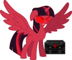 Size: 1231x1024 | Tagged: safe, artist:kysss90, edit, twilight sparkle, alicorn, pony, g4, angry, berserk, berserk pack, crossover, doom, female, floppy ears, glare, gritted teeth, mare, red, simple background, solo, spread wings, sprite, transparent background, twilight sparkle (alicorn), vector