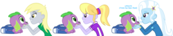 Size: 9681x2045 | Tagged: safe, hundreds of users filter this tag, cloudy kicks, derpy hooves, spike, trixie, dog, human, equestria girls, g4, age difference, backpack, bedroom eyes, female, heart eyes, love, male, ship:derpyspike, ship:spikicker, ship:spixie, shipping, show accurate, simple background, smiling, spike gets all the equestria girls, spike gets all the mares, spike the dog, spikelove, spixie, straight, transparent background, vector, wingding eyes