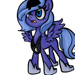 Size: 3000x3000 | Tagged: safe, artist:katkakakao, princess luna, g4, age regression, clothes, cute, female, filly, high res, loose fitting clothes, oversized clothes, s1 luna, solo, woona, younger