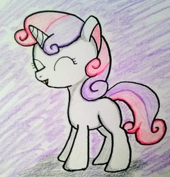 Size: 812x845 | Tagged: safe, artist:acleus097, sweetie belle, pony, unicorn, g4, female, filly, joy, solo