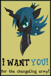 Size: 3044x4566 | Tagged: safe, artist:tyler611, queen chrysalis, changeling, g4, bedroom eyes, meme, uncle sam