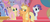 Size: 1024x447 | Tagged: safe, screencap, applejack, cherry berry, derpy hooves, dizzy twister, fluttershy, linky, lyra heartstrings, minuette, orange swirl, rarity, shoeshine, twinkleshine, pegasus, pony, g4, my little pony: friendship is magic, season 2, the return of harmony, animation error, cropped, female, great moments in animation, mare, no eyelashes, rarieyes, rerity