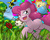 Size: 1500x1200 | Tagged: safe, artist:steveskunk, pinkie pie, pound cake, pumpkin cake, g4, balloon, cake twins, fun, laughing, nature, playing, running