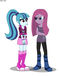 Size: 939x1196 | Tagged: safe, artist:asika-aida, pinkie pie, sonata dusk, equestria girls, g4, alternate clothes, pinkamena diane pie, simple background, transparent background