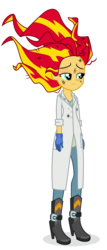 Size: 9000x21000 | Tagged: safe, artist:ivacatherianoid, sunset shimmer, equestria girls, g4, my little pony equestria girls: friendship games, the science of magic, absurd resolution, canterlot high, clothes, female, gloves, lab coat, rubber gloves, simple background, solo, sunset the science gal, transparent background, vector